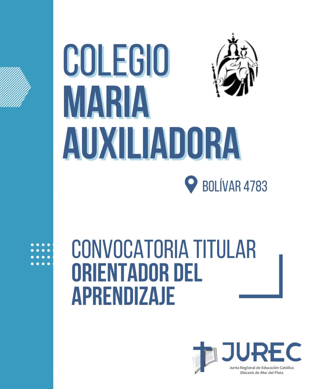 LLAMADO PARA COBERTURA DE CARGO EN COLEGIO MARÍA AUXILIADORA